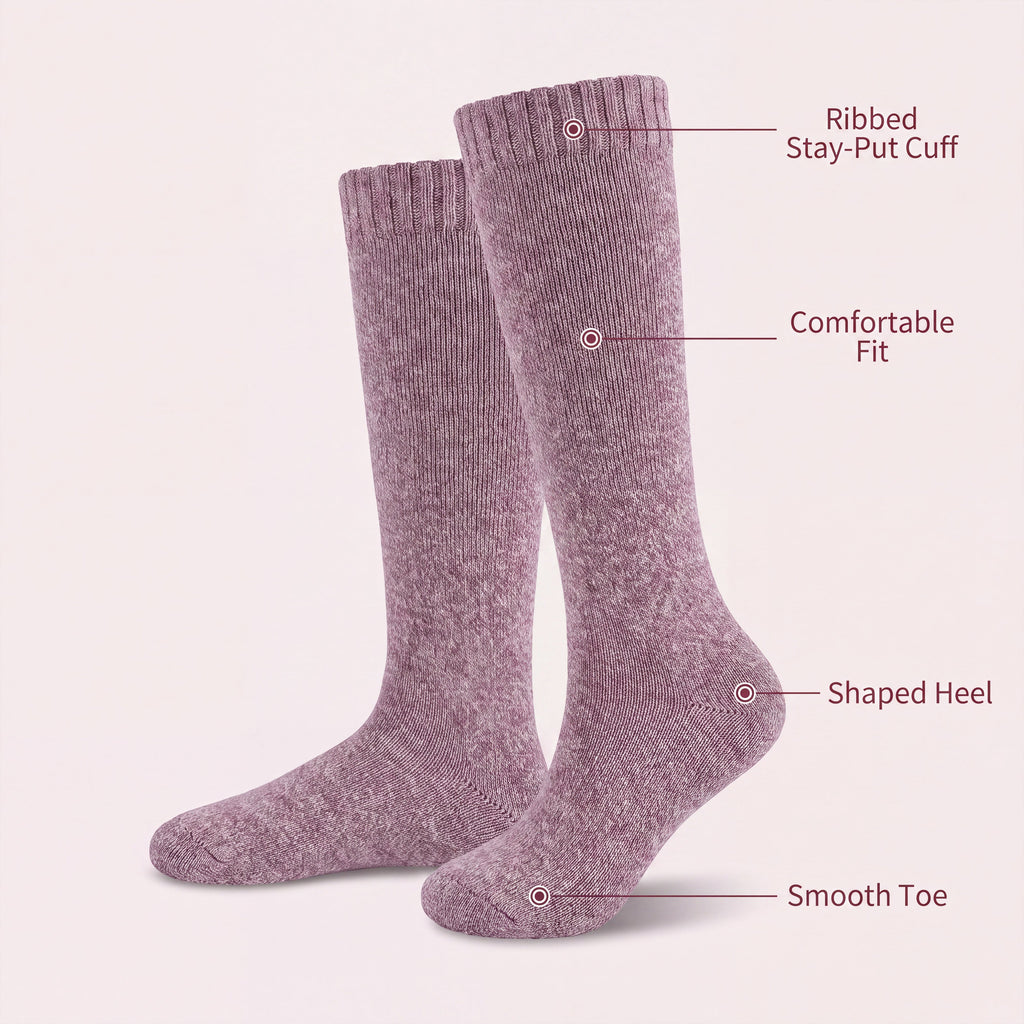 Sock Stack 3 Pairs Womens Wellington Boot Socks Thermal Wool Blend Knee High UK 4-8 EU