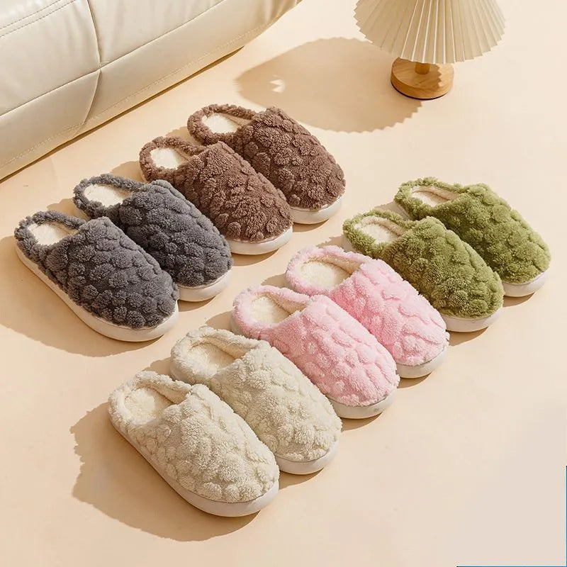 Unisex Cartoon Plush Slippers - Anti-Skid Soft Sole Couple Home Slippers