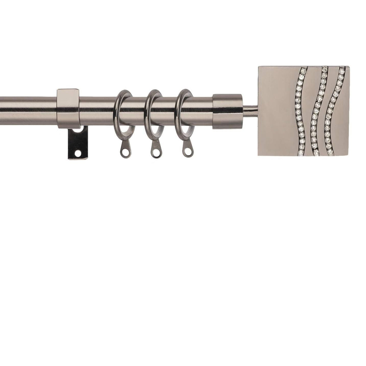 Extendable Curtain Pole 130-240cm Black Nickel 19mm Metal Curtain Rod Set