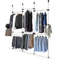 Telescopic Clothes Rack Adjustable Hanging Rail with Hooks 8-10.8ft Cocoarm