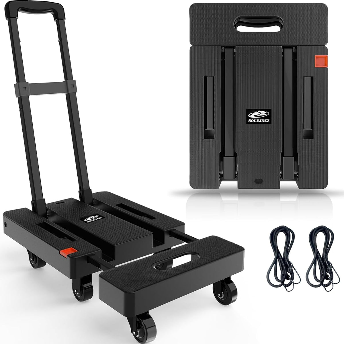 Folding Sack Truck 230kg 6 Wheel Hand Trolley Portable Dolly Cart Bungees SOLEJAZZ