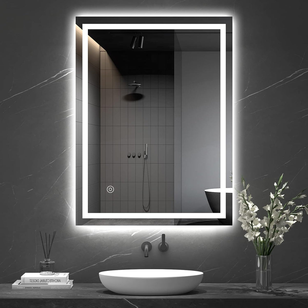Bathroom Mirror LED Lights 600x800mm Wall Mounted Demister Dripex