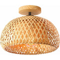 Bamboo Ceiling Light Rattan Semi Flush Mount Boho Farmhouse Lamp Schindora