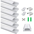 LED Aluminum Profile Channel U Shape 3.3ft Silver Diffuser 6 Pack LightingWill