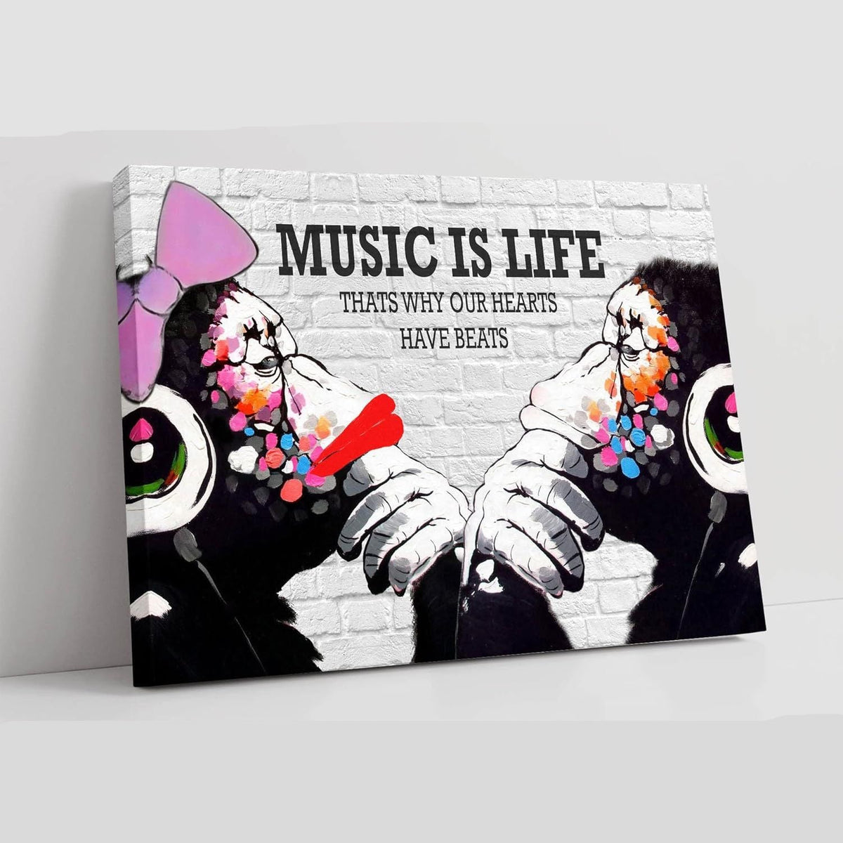 Banksy Style Monkey DJ Canvas Print Gorilla Street Art Wall Picture XL 119x81cm