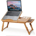 Laptop Bed Tray Bamboo Adjustable Lap Desk with Drawer Cup Slot and Vent Ejoyous