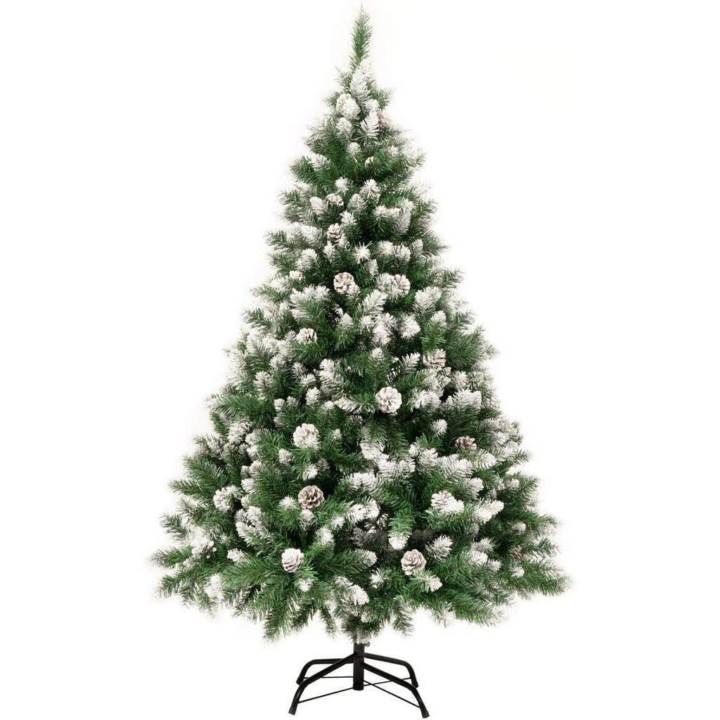 Artificial Christmas Tree 5ft Snowy with Pine Cones Fold Out GIGALUMI