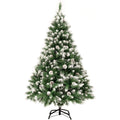 Artificial Christmas Tree 5ft Snowy with Pine Cones Fold Out GIGALUMI