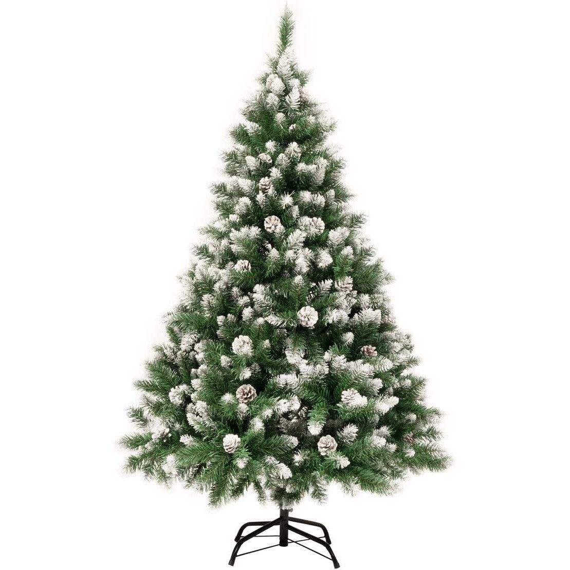 Artificial Christmas Tree 5ft Snowy with Pine Cones Fold Out GIGALUMI