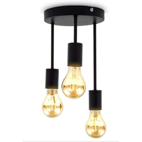 Ceiling Spotlight 3 Way Black Rustic E27 Pendant Light Indoor Lightsjoy