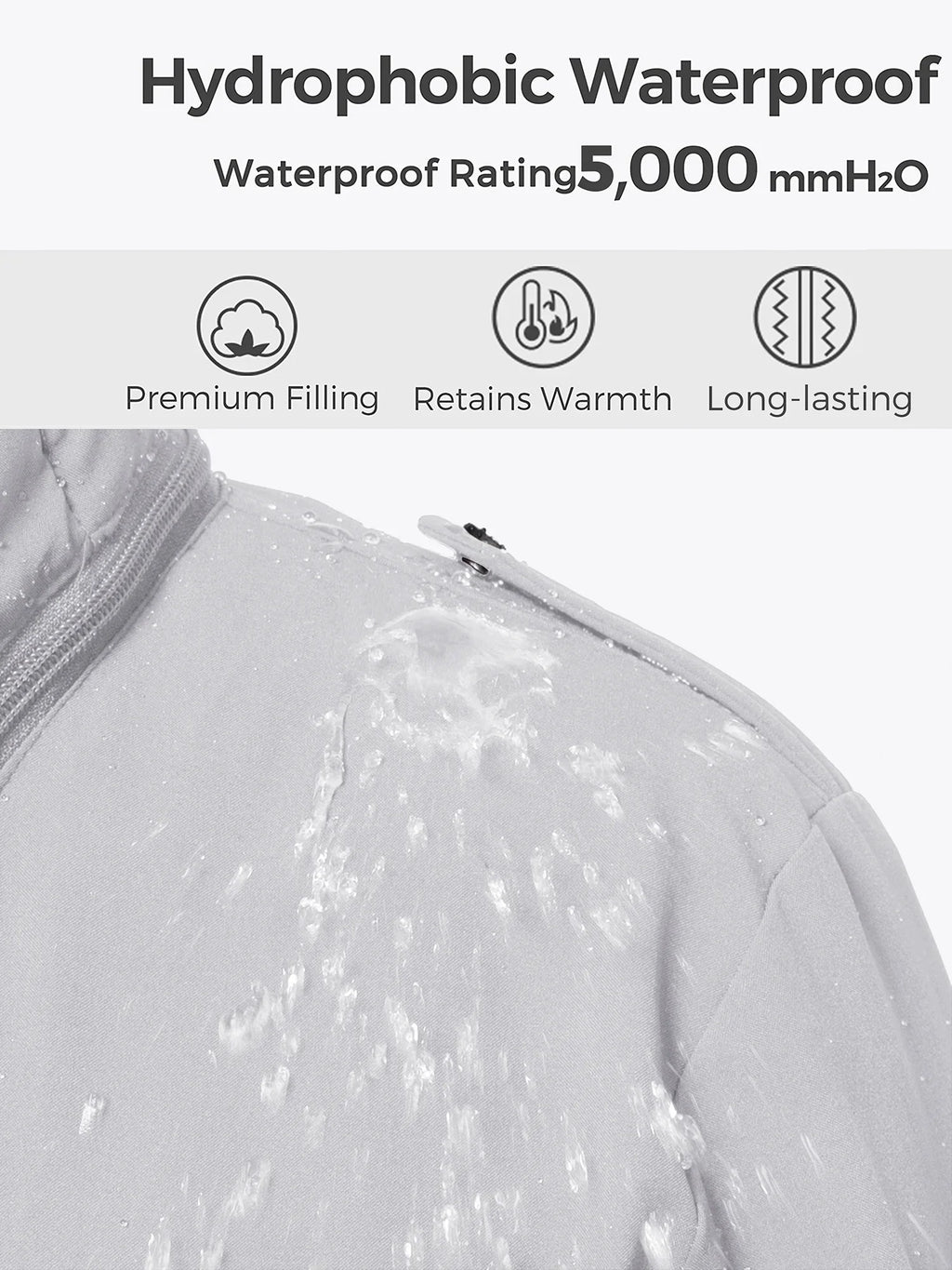 Wantdo Womens Winter Jacket Waterproof Coat Warm Puffer, Size S, Grey