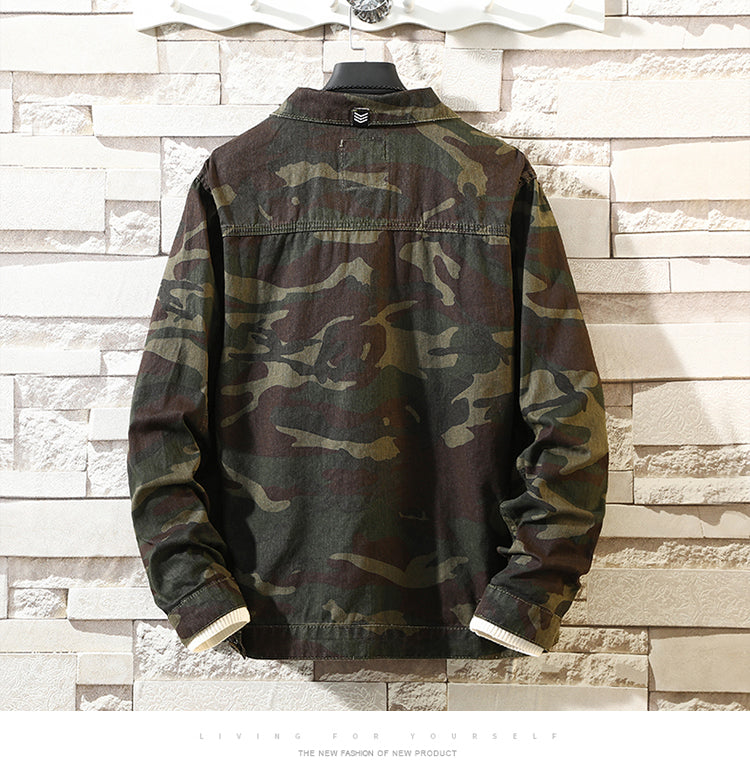 Men's Camouflage Denim Jacket - Autumn Casual Jean Coat
