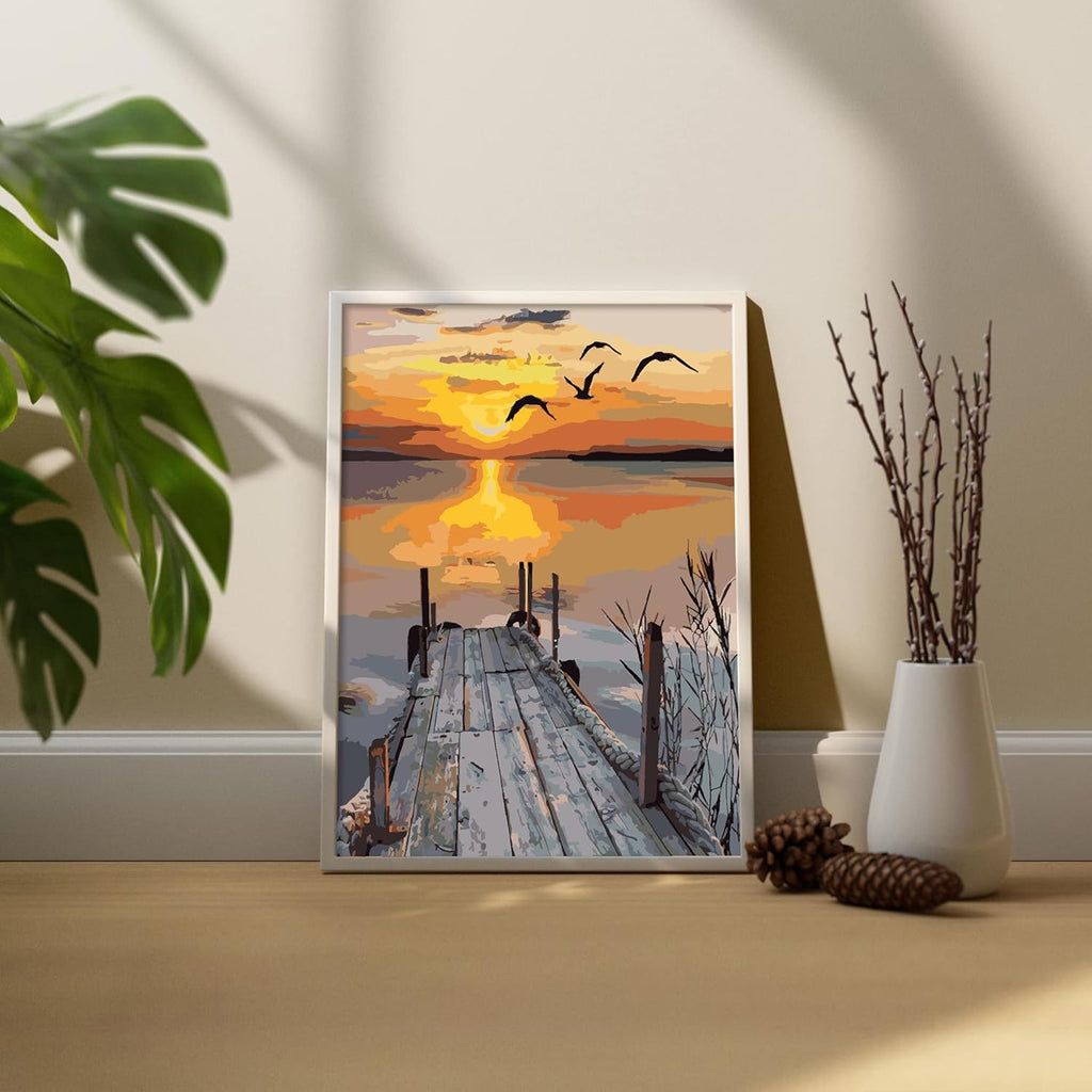 Paint by Numbers Adults Kids Sunset 40x50cm Canvas DIY Painting Kit