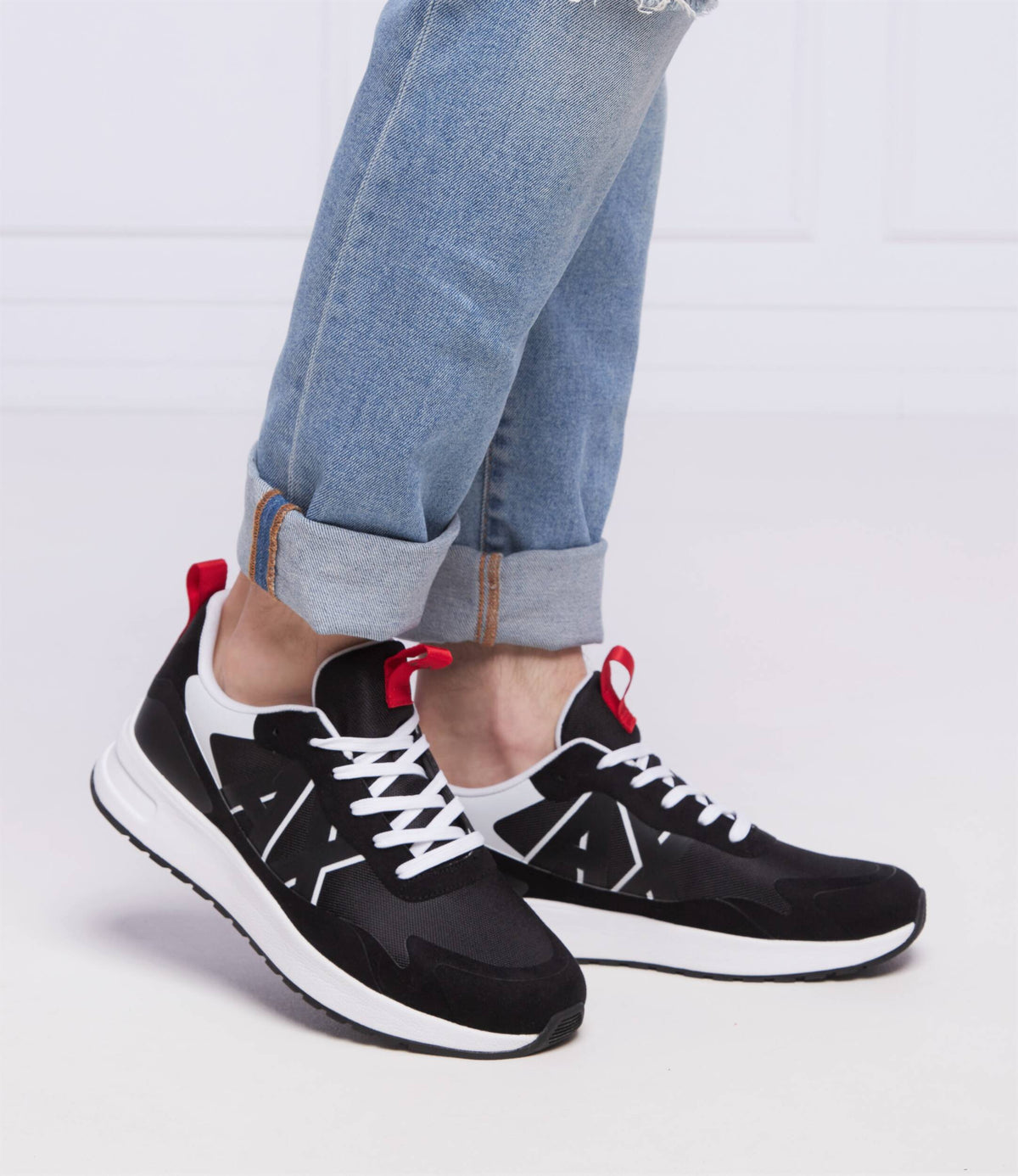 Armani Exchange Mens Black Trainers UK 12 EU 45 XUX114 Sneakers