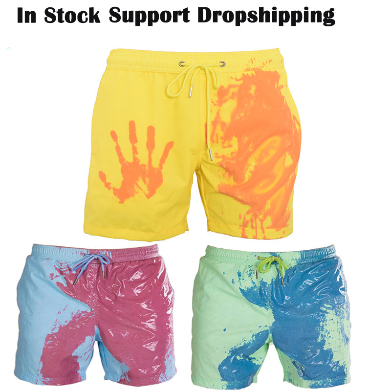 Men's Colour-Change Swim Shorts - Quick-Dry Beach Trunks