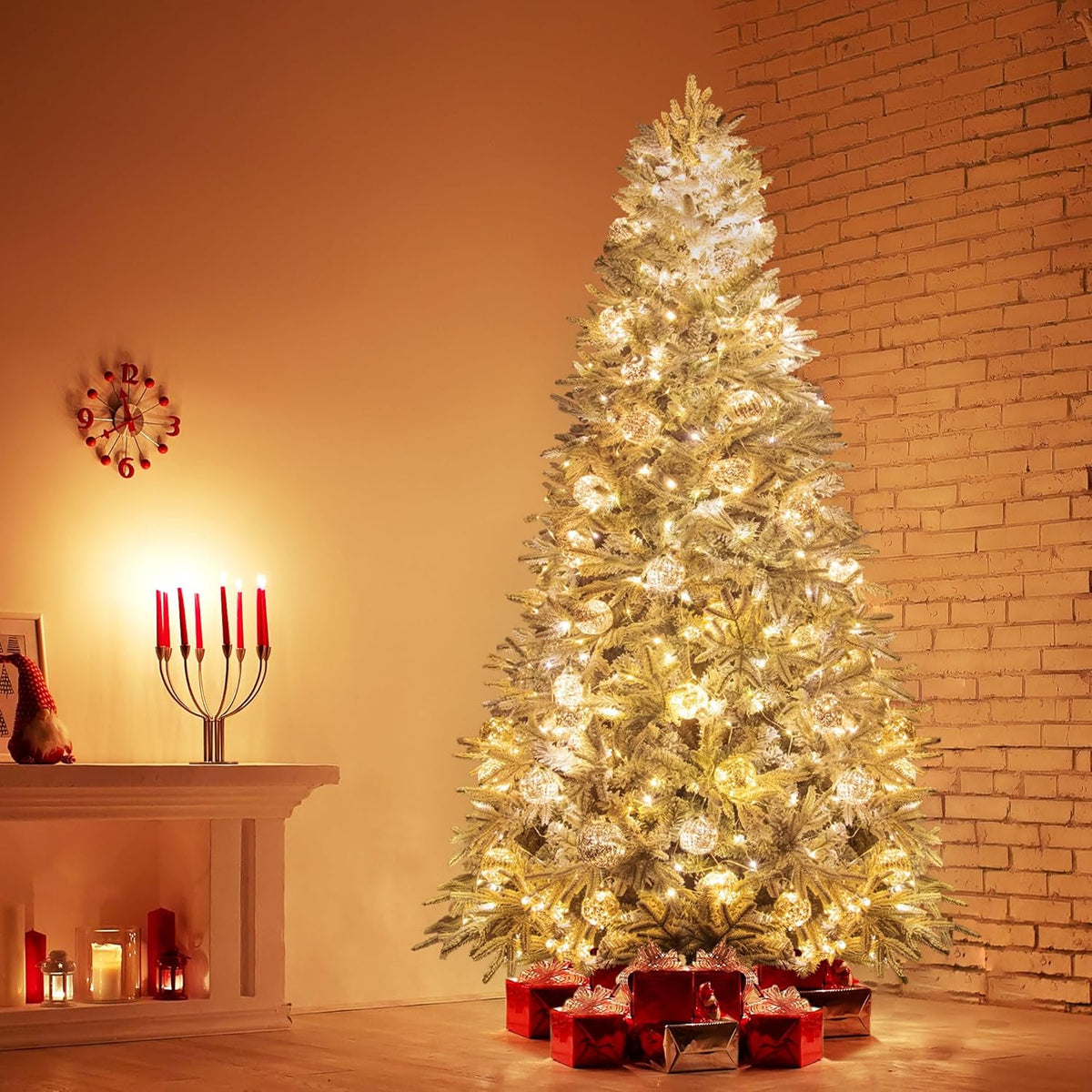 Artificial Christmas Tree 6.5ft Snow Flocked Realistic Pine Unlit KI Store
