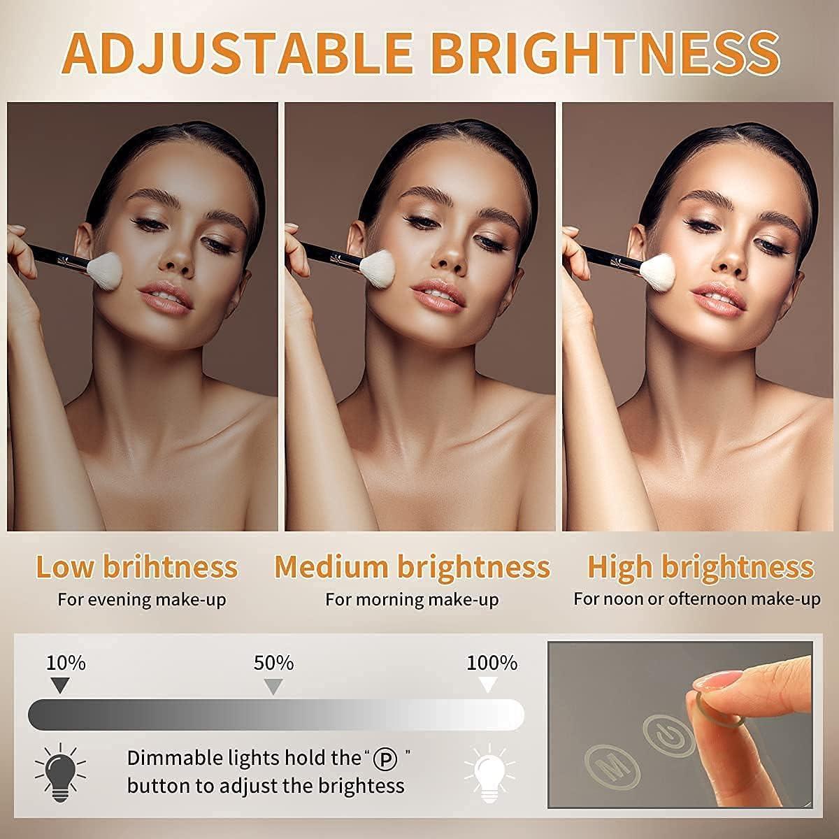 Hollywood Vanity Makeup Mirror LED Lights Dimmable USB Mode 58 x 46cm FENCHILIN