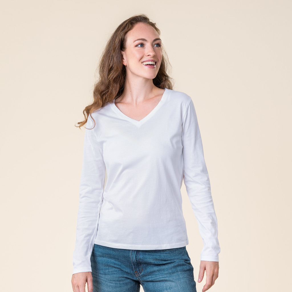 Organic Long Sleeve V-neck: Womens