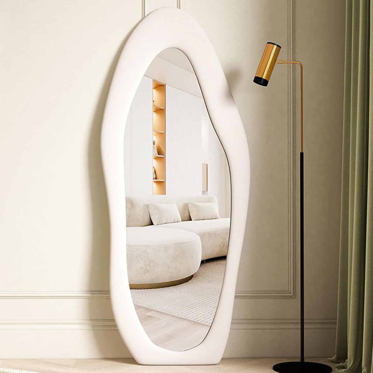 Wavy Full Length Mirror 168x68cm Floor Standing Arched Asymmetrical CEIEVER
