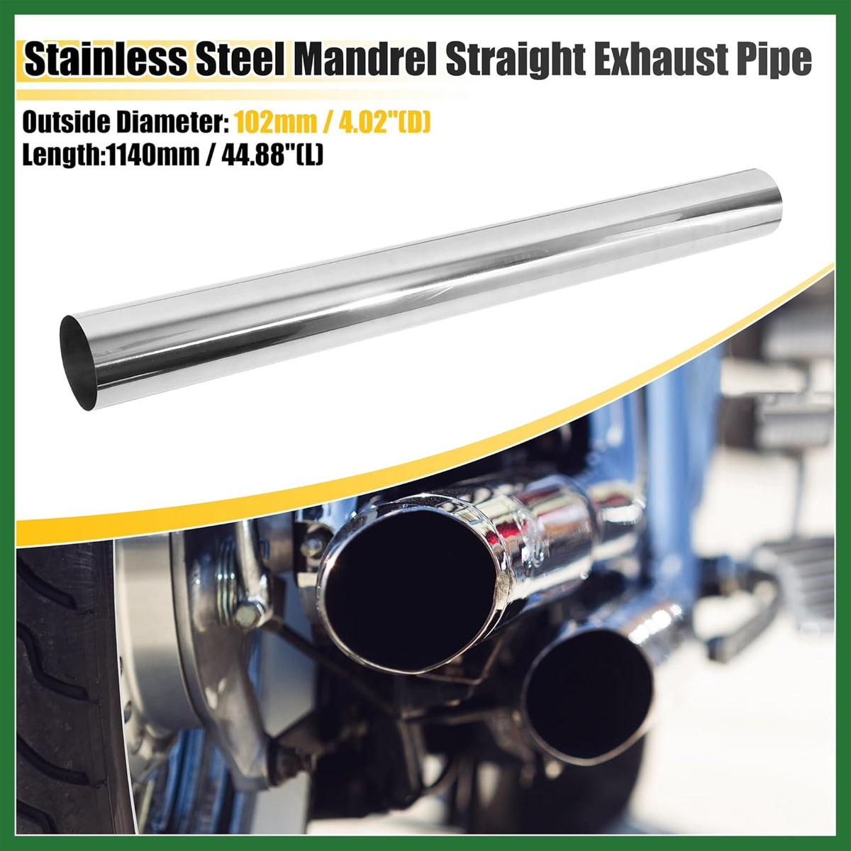 Straight Exhaust Pipe 4 Inch OD 45 Inch Length DIY Mandrel Custom Motoforti