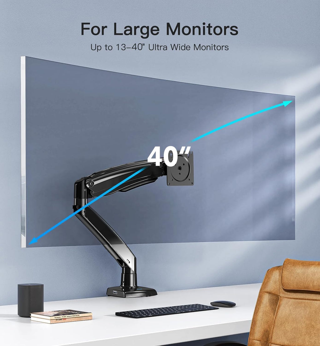 Monitor Arm Single Desk Mount 13-40 Inch with USB VESA 75/100 HUANUO