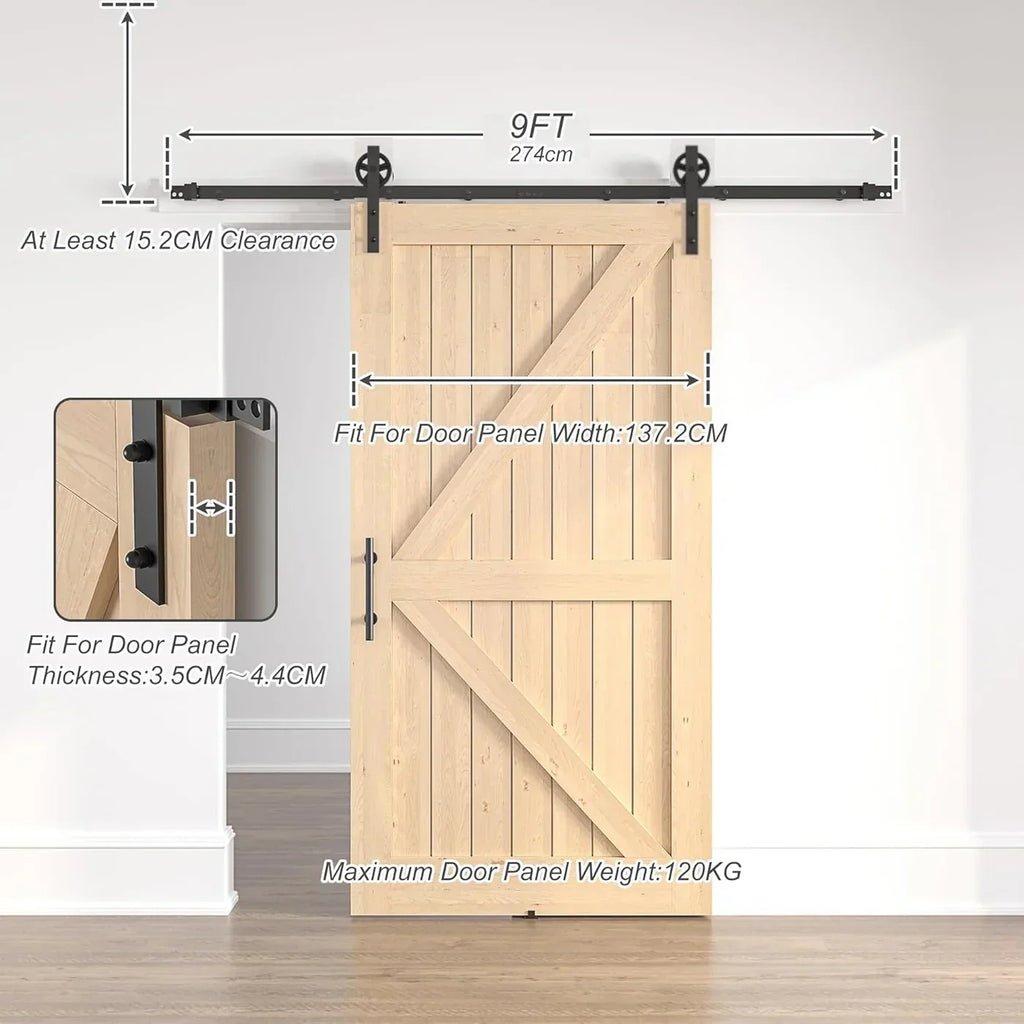 Sliding Barn Door Hardware Kit 9FT Heavy Duty Steel Track Anchor SANKEYTEW