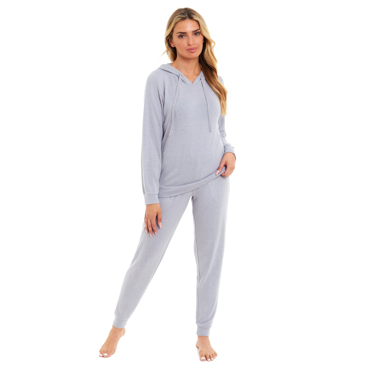 Daisy Dreamer Hooded Pyjama Set Womens Pink Grey Long Sleeve Hoodie and Pants