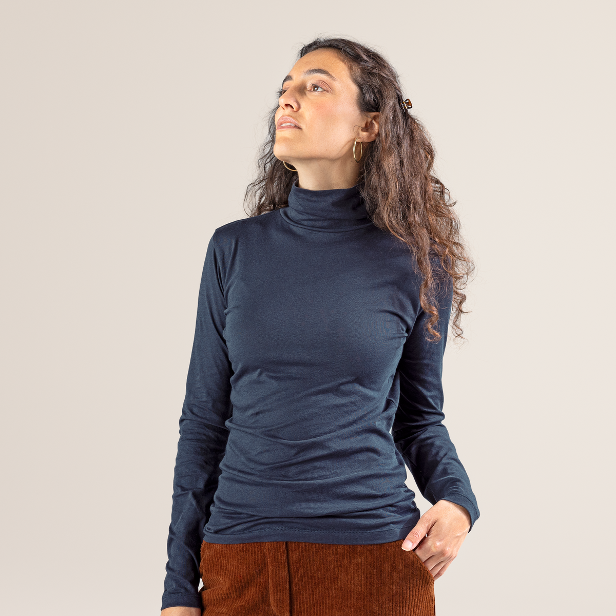 Organic Cotton Turtleneck T-shirt: Womens