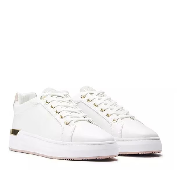 Mallet GRFTR Low Trainers Women’s White Pink Leather Sneakers