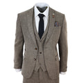 281-03 - Men's Oak 3 Piece Tweed Suit Herringbone Wool Fit