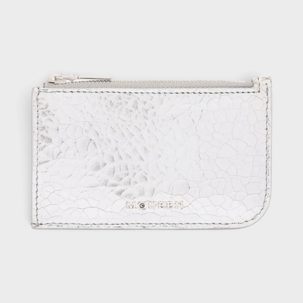Sling Logo Zip Card Case Crackled Silver