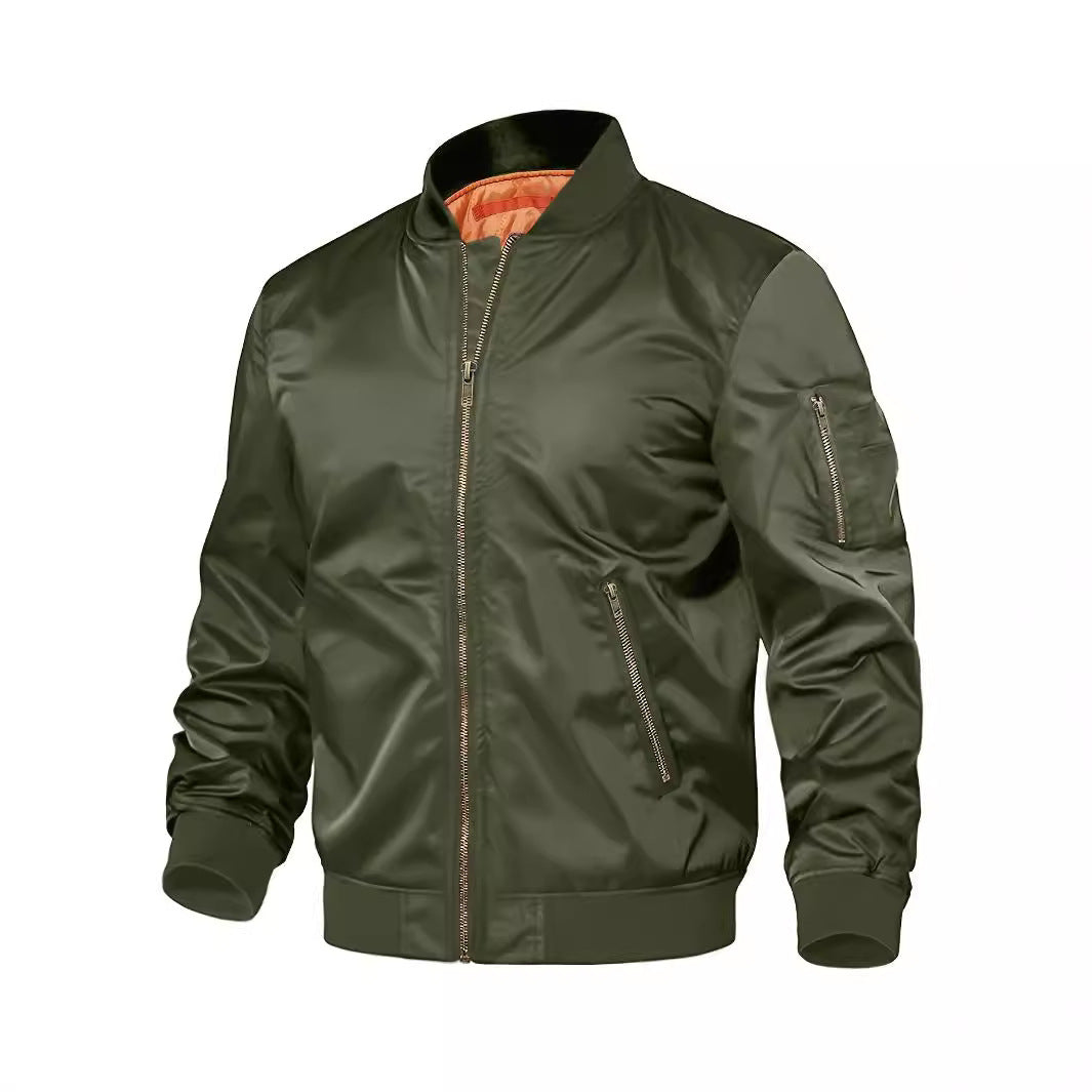 Men's Zip Bomber Jacket - Spring Autumn Baseball and Pilot Style Coat