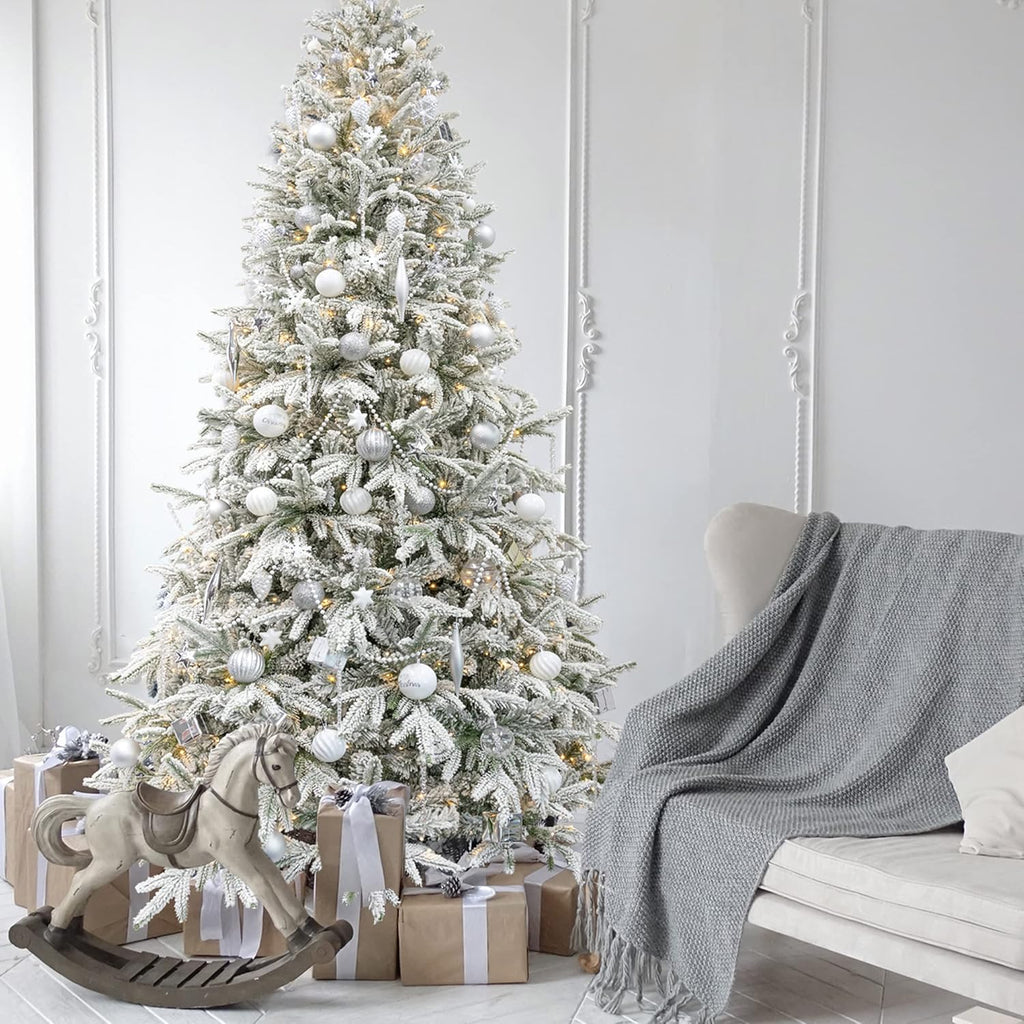 Artificial Christmas Tree 6.5ft Snow Flocked Realistic Pine Unlit KI Store