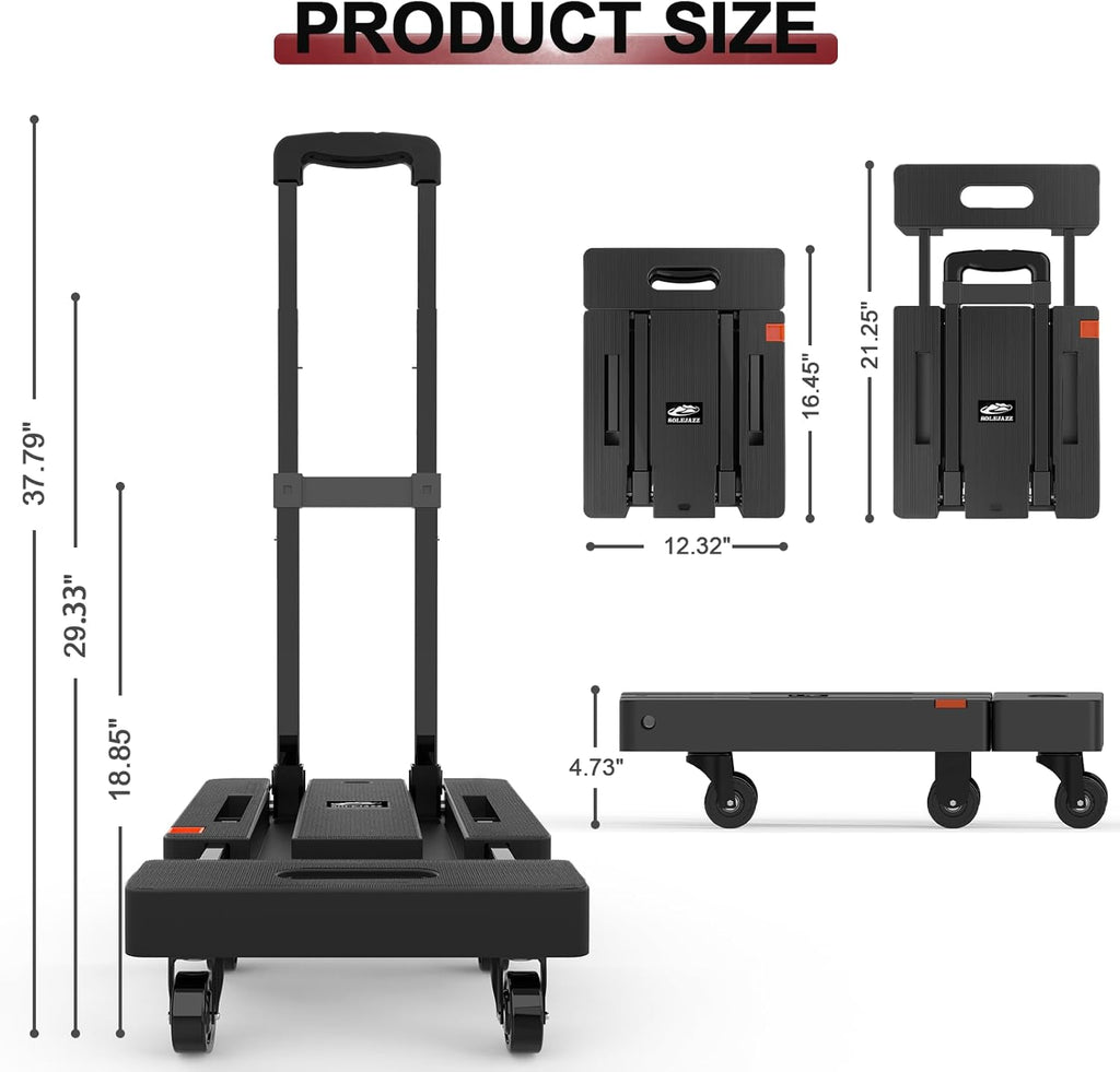 Folding Sack Truck Hand Trolley 230kg 6 Wheel Dolly Luggage Cart Bungee SOLEJAZZ