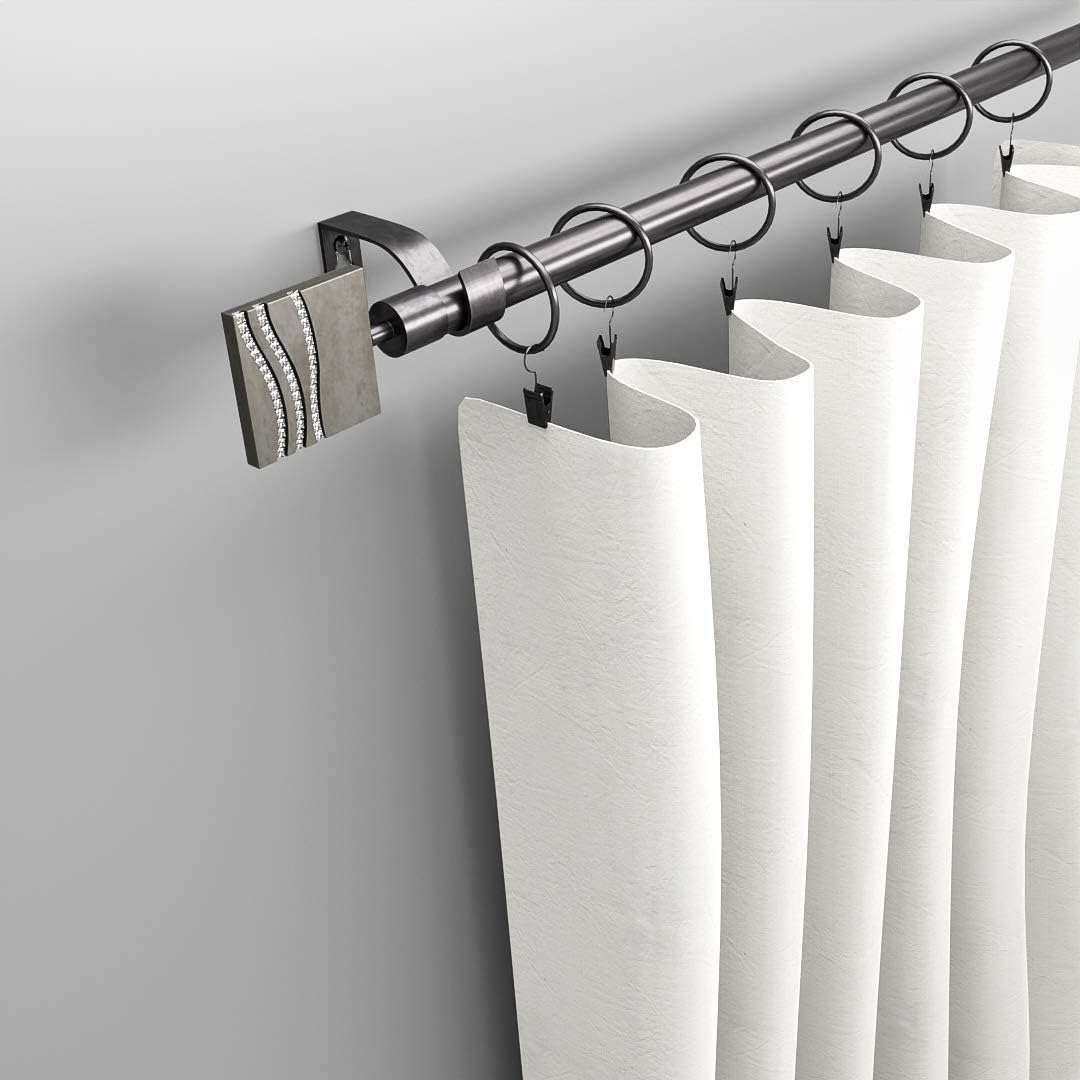 Extendable Curtain Pole 130-240cm Black Nickel 19mm Metal Curtain Rod Set