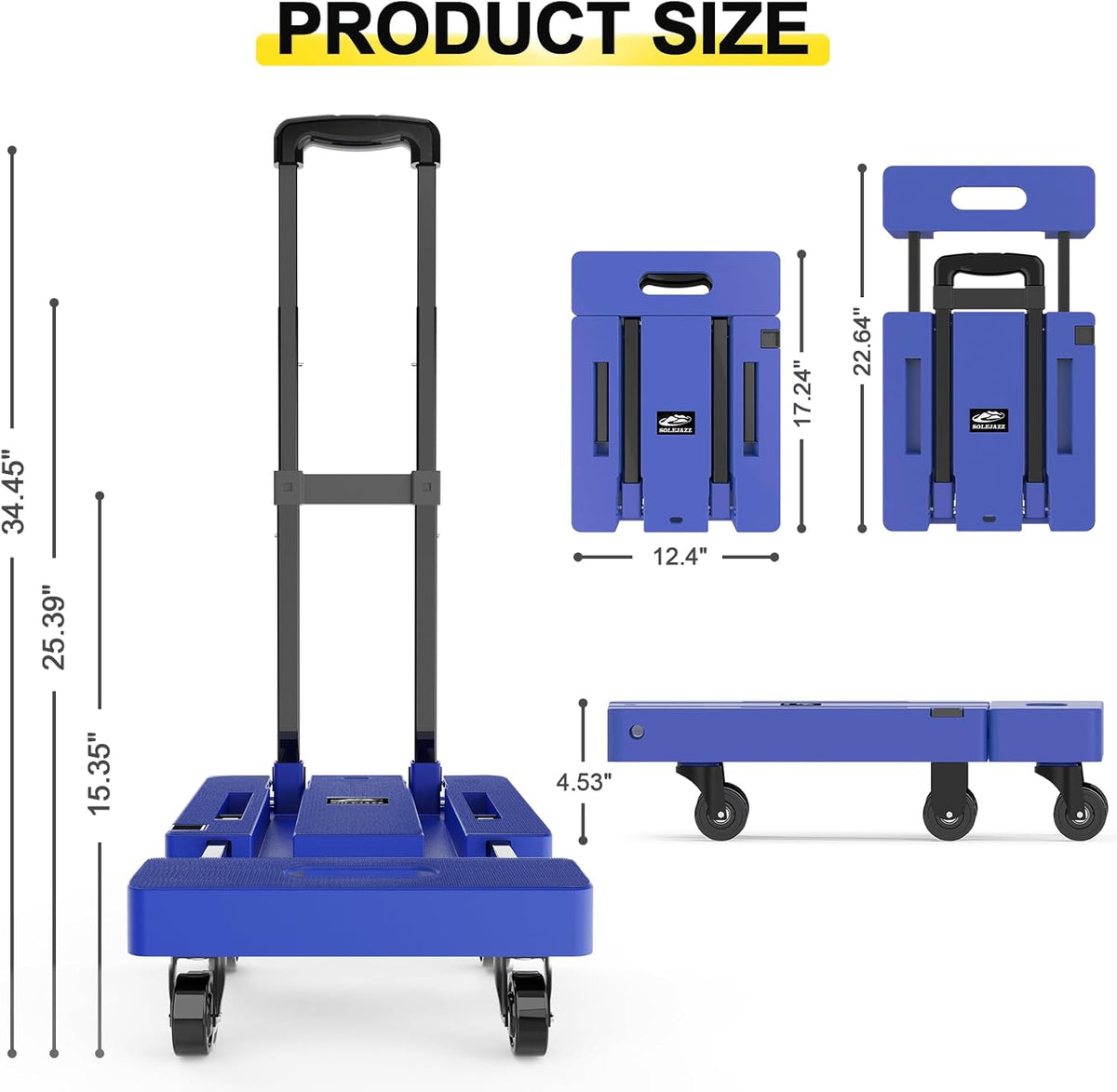 Folding Sack Truck Hand Trolley 230kg 6 Wheel Dolly Luggage Cart Bungee SOLEJAZZ