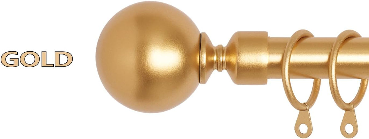 Curtain Pole Extendable 77-210cm Black 25mm Diamond Ball Finials BOOM JOG