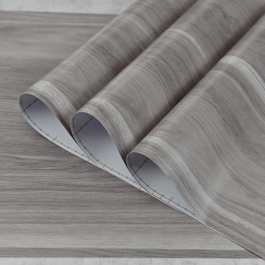 Peel and Stick Wallpaper Grey Wood Grain 31.5x100in 80x254cm Waterproof TOTIO