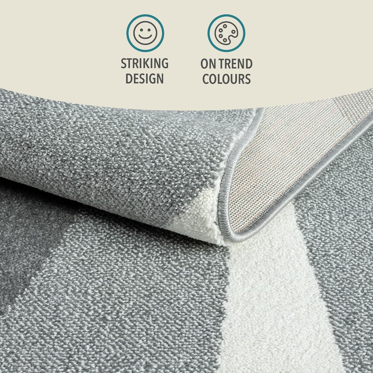 Area Rug 160x230cm Large Swirl Pattern Short Pile Living Room Rug Natural