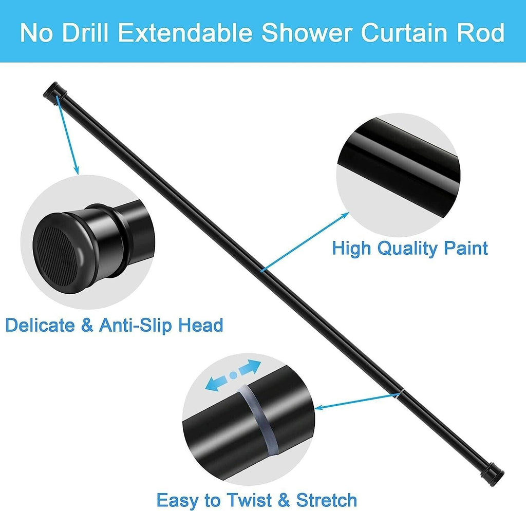 Shower Curtain Rod Extendable No Screws 2PCS 50-80cm Window Doorway