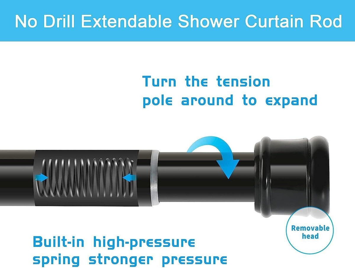 Shower Curtain Rod Extendable No Screws 2PCS 50-80cm Window Doorway