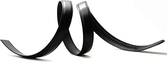 Mens Belt Ratchet Belt Replacement Strap 1 3/8”, 2 PACK Leather Belt Strap for 40MM Slide Click Buckle ，Trim to Fit