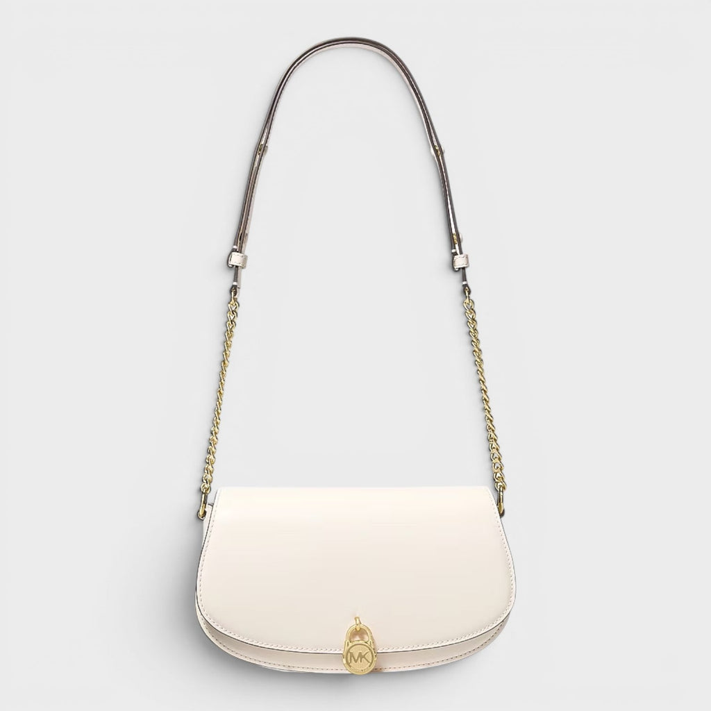 Mila Medium Leather Messenger Bag Cream