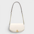 Mila Medium Leather Messenger Bag Cream