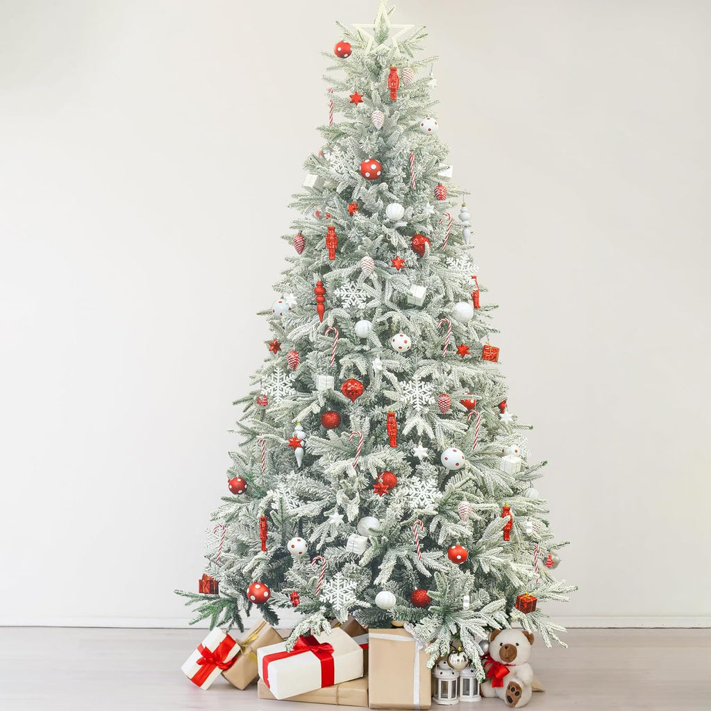 Artificial Christmas Tree 6.5ft Snow Flocked Realistic Pine Unlit KI Store