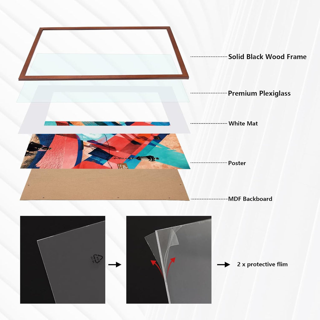 A2 Poster Frame 16.5x23.4in Natural Wood Picture Frame Acrylic Glass HOHIYO