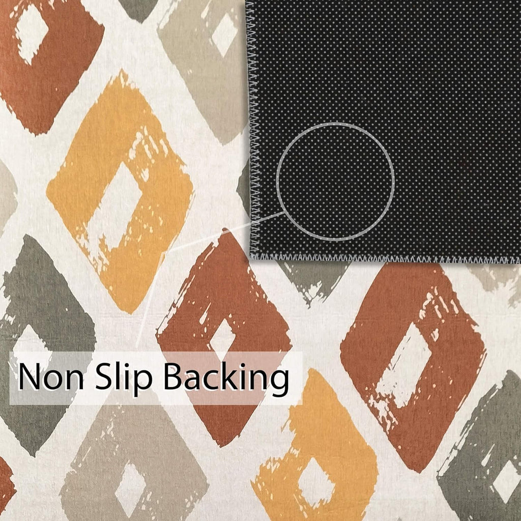 Washable Rug 120x180cm Non Slip Pet Friendly Area Rug Beige Brown Yellow Green