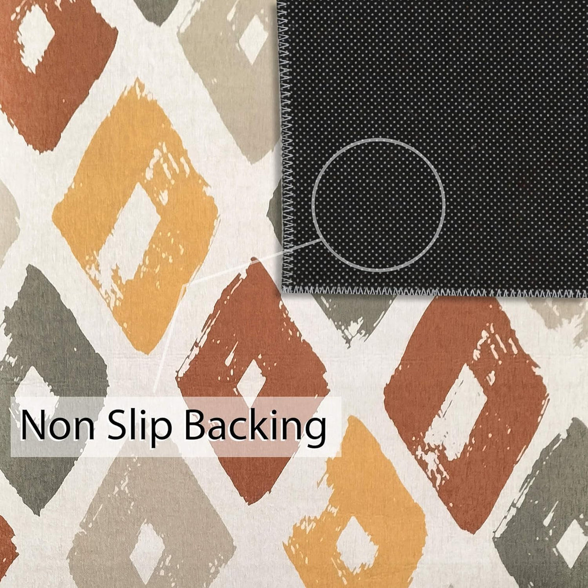 Washable Rug 120x180cm Non Slip Pet Friendly Area Rug Beige Brown Yellow Green