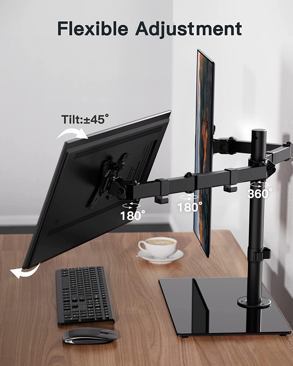 Dual Monitor Stand 13 to 32 Inch Freestanding Dual Arm Adjustable ErGear