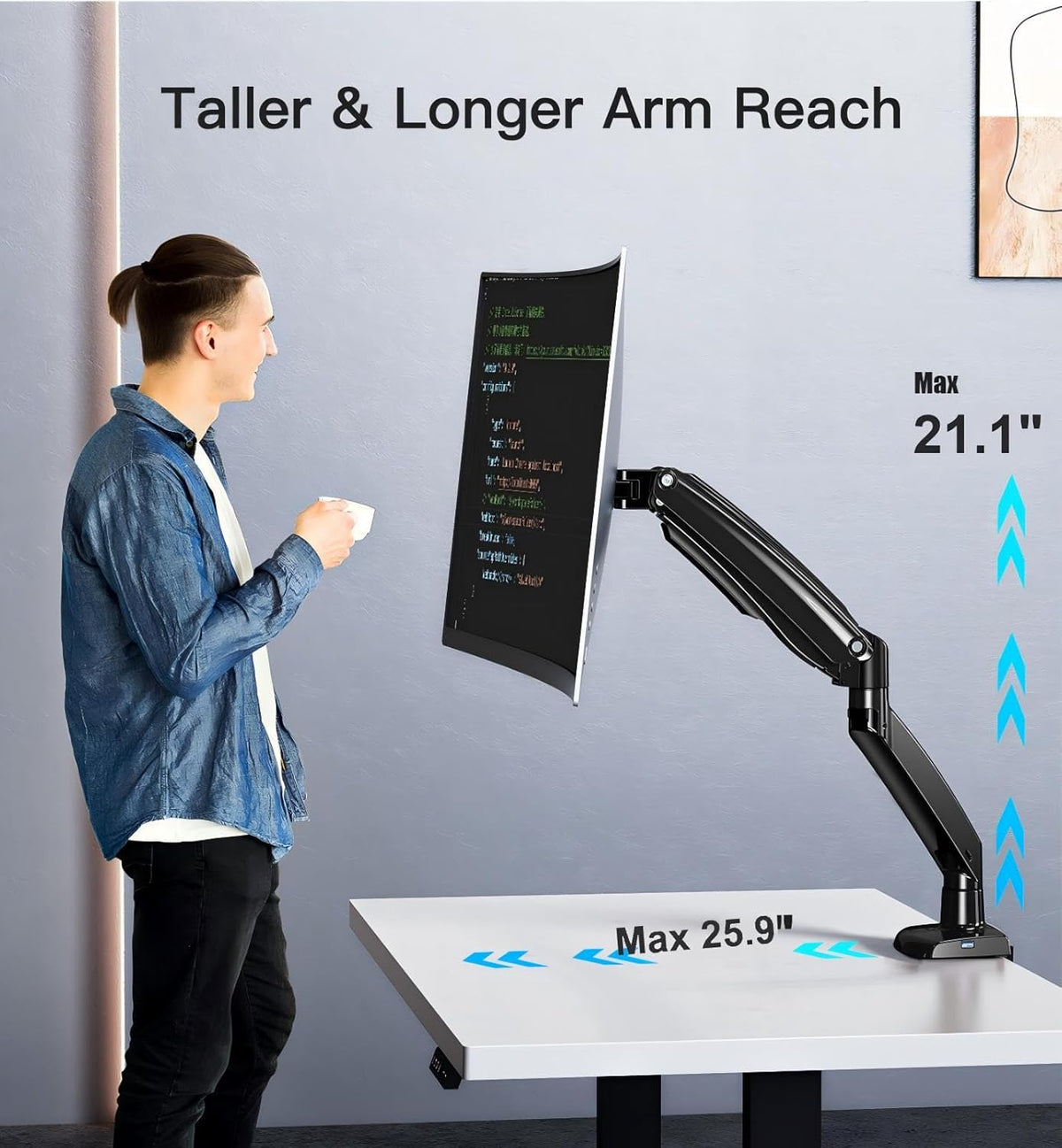 Monitor Arm Single Desk Mount 13-40 Inch with USB VESA 75/100 HUANUO
